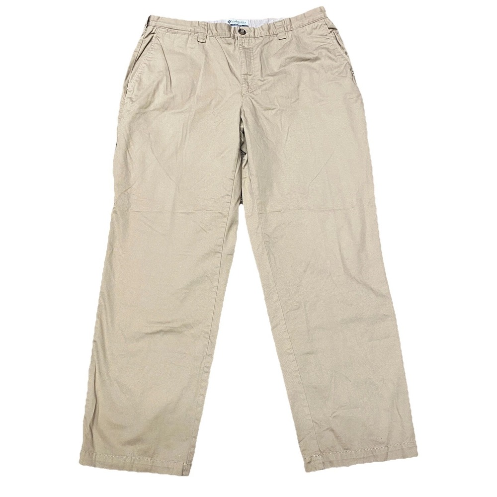 Columbia Chino Pants Mens 38 Beige Cotton Straight Leg AM8144 Khaki